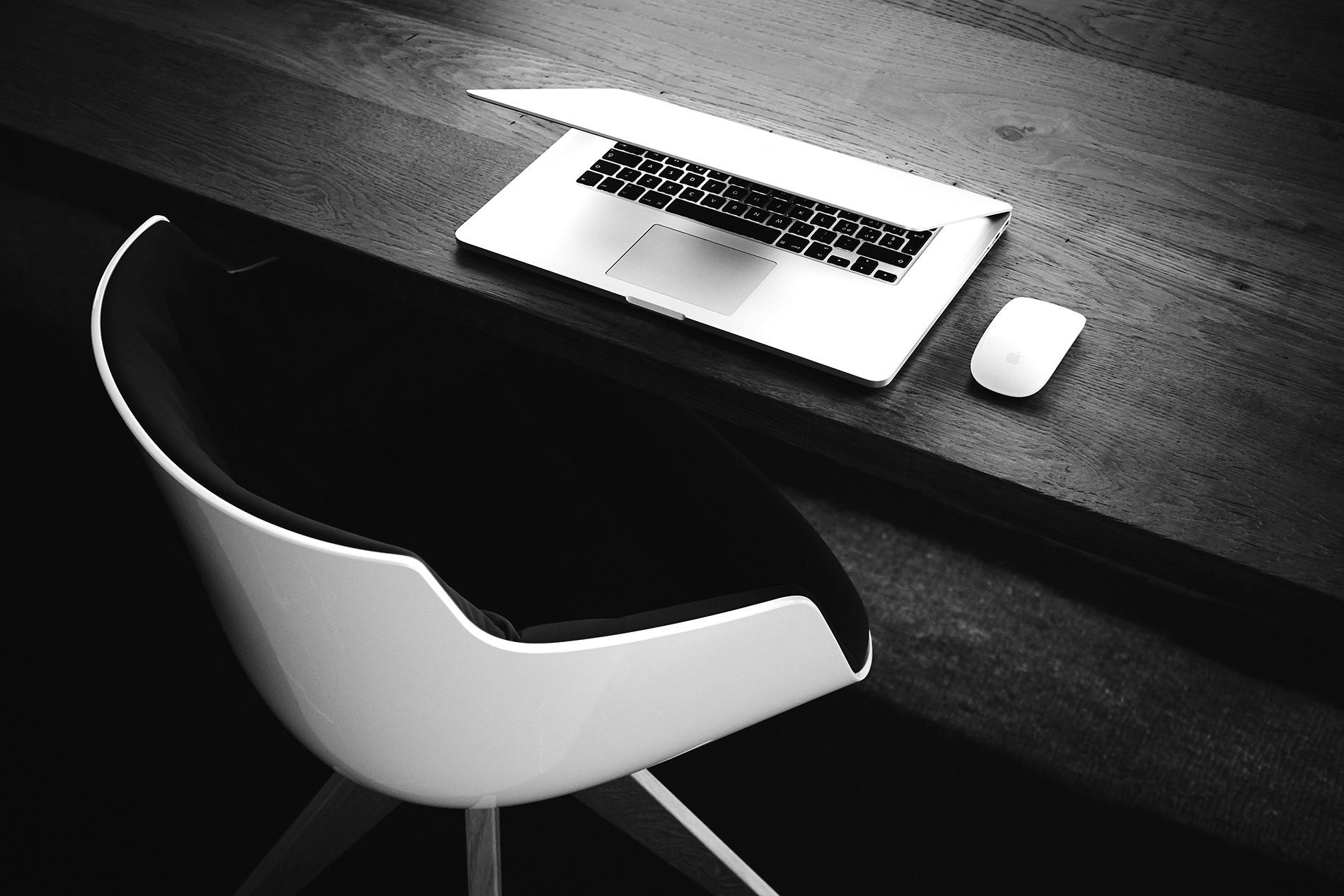 A desk in low light