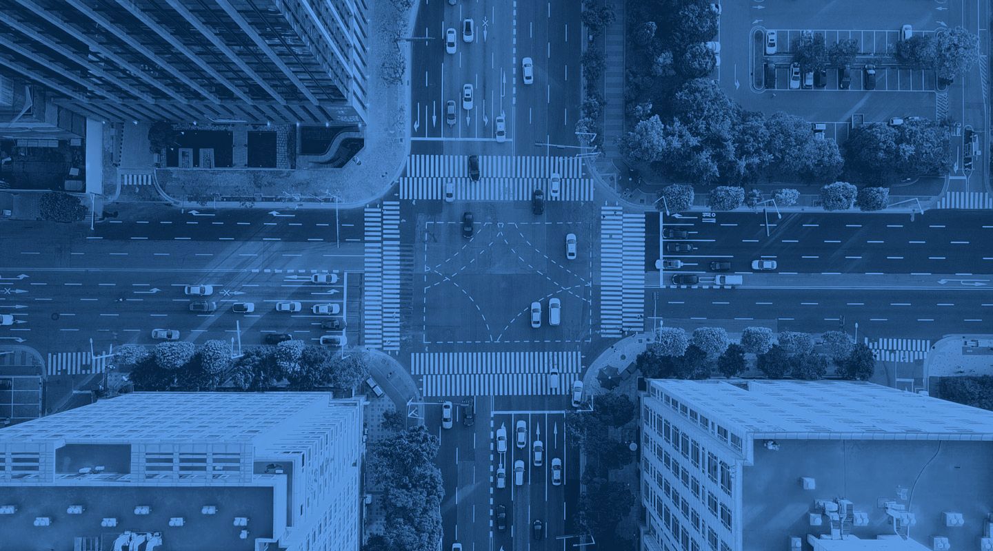 Aerial view of city streets